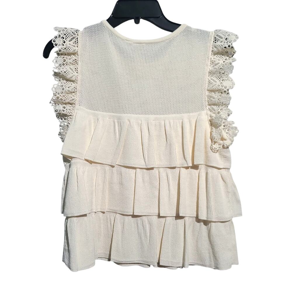 Dolan Cream Ruffle Sweater Tank Size Medium - Picture 6 of 8